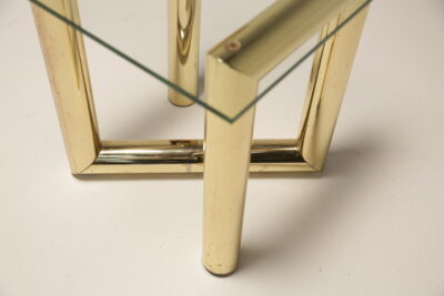 Brass and Glass Zig-Zag Tubular Side Table 1