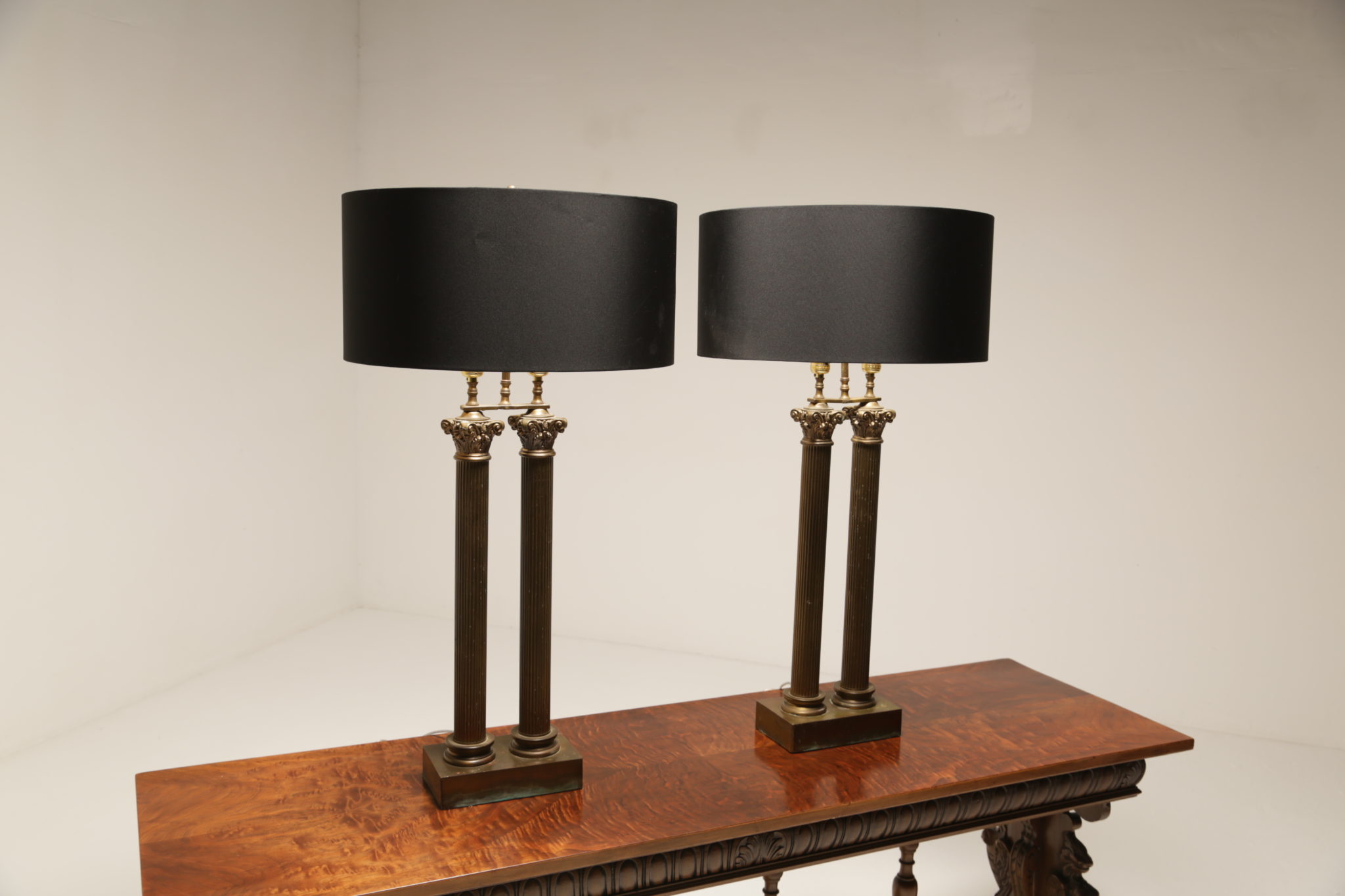 Victorian Brass Double Column Library Table Lamps The Vintage Hub