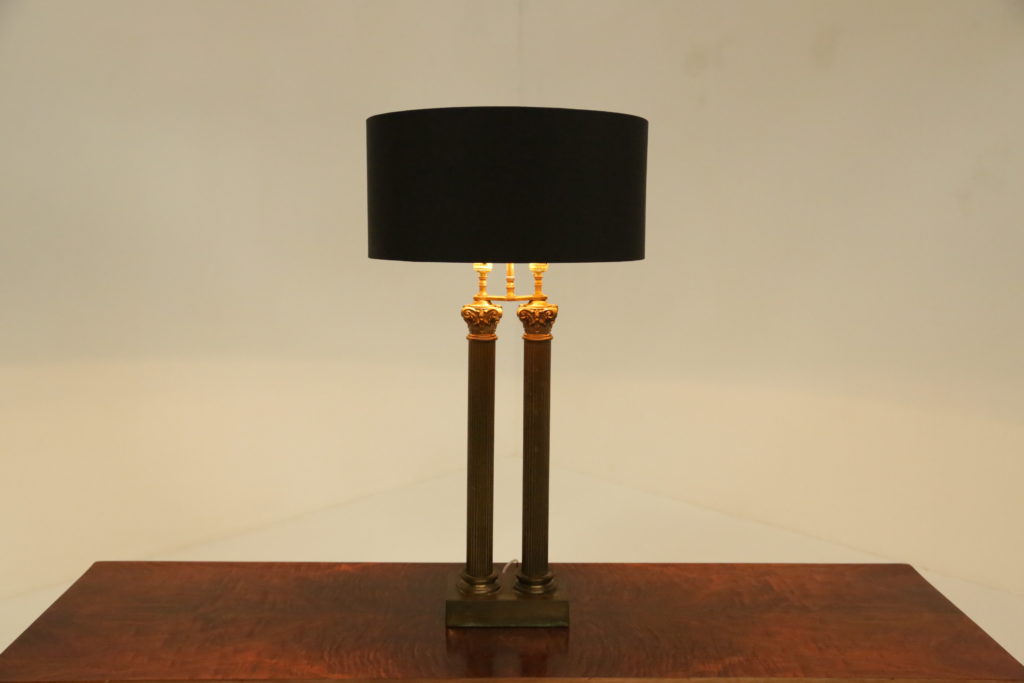 Victorian Brass Double Column Library Table Lamps The Vintage Hub