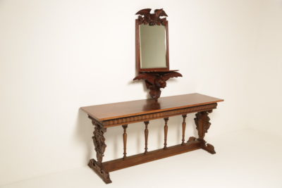 Antique Victorian Mahogany Eagle Wall Mirror 1