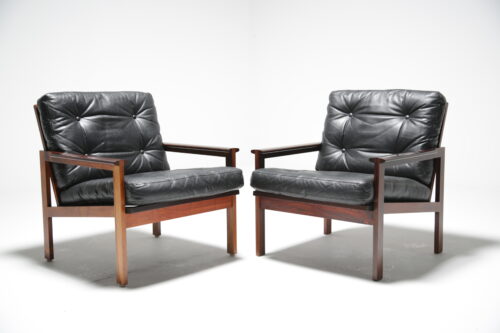 Pair of Illum Wikkelso "Capella" rosewood armchairs. 1