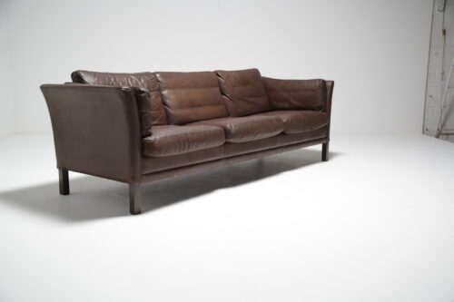 Brown Leather 3 Seat Sofa 1