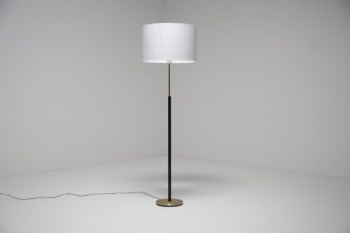 Swedish Mid-Century Leather and Brass Floor Lamp by FLB 3