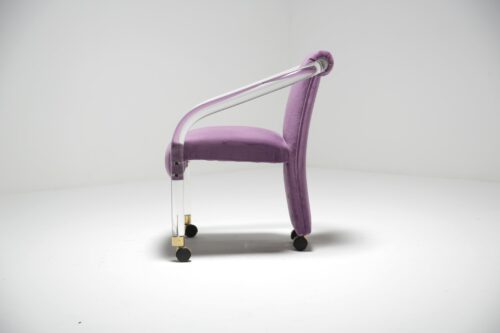 Vintage Lucite and Purple Velvet Armchair by Charles Hollis Jones 11