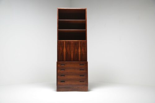 Vintage Rosewood Drop Front Bookcase by Poul Hundevad 1