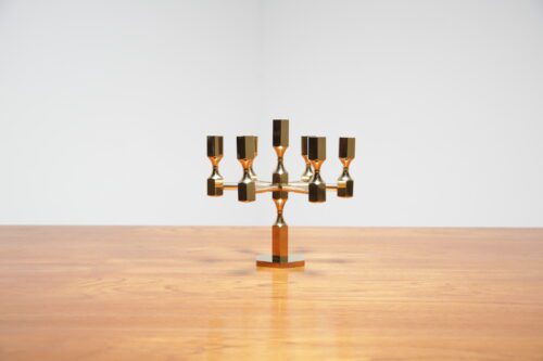 Mid Century Brutalist Solid Brass 7 Arm Candelabra 1