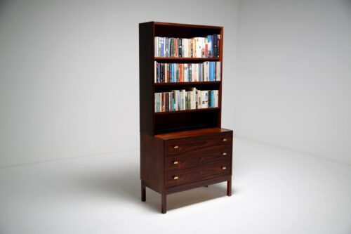 Vintage Rosewood Bookcase with Drawer Base 1