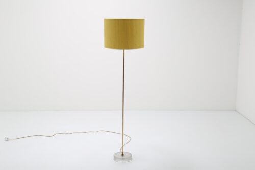 Mid-Century Swedish Brass and Frosted Glass Floor Lamp by Falkenbergs Belysning 1