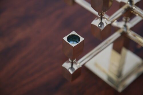 Decorative Swedish Brutalist Solid Brass 9-Arm Candelabra 1