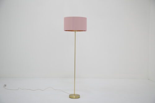 Swedish Mid-Century Brass Floor Lamp with Drum Shade 1