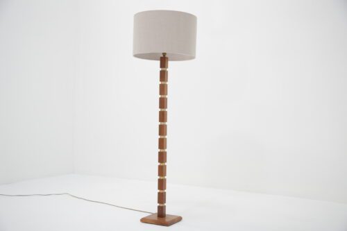Vintage Swedish Walnut and Brass Floor Lamp 1