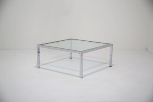 Italian Mid-Century Chrome and Glass Coffee Table 1