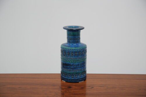 Vintage Blue Rimini Vase by Aldo Londi for Bitossi 1