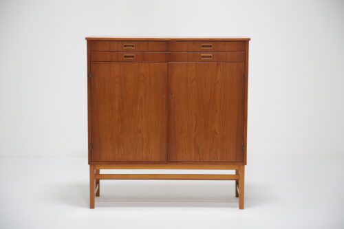 Vintage Tall Swedish Teak Linen Cabinet 1