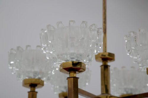 Vintage Brass and Cut Glass 6-Arm Chandelier by Hans-Agne Jakobsson 1