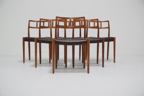 Vintage Set of 6 Teak Dining Chairs Model 79 by Niels Otto Moller 1