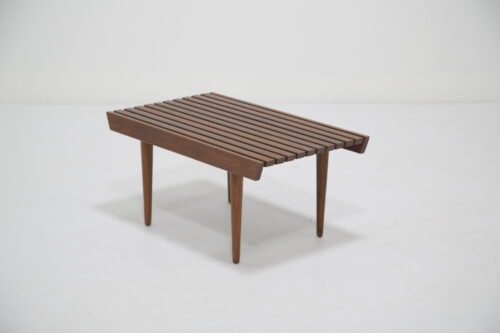 Vintage Slatted Walnut Bench 1
