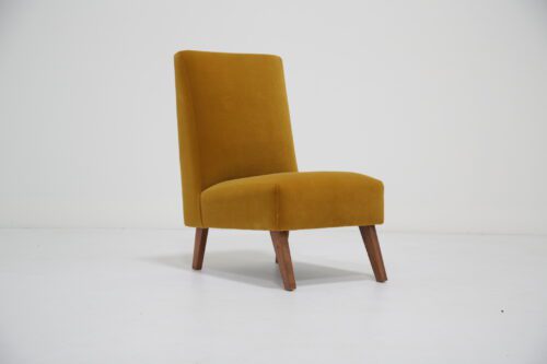 Vintage Gold Cotton Velvet Bedroom Chair. 1