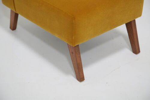 Vintage Gold Cotton Velvet Bedroom Chair. 1