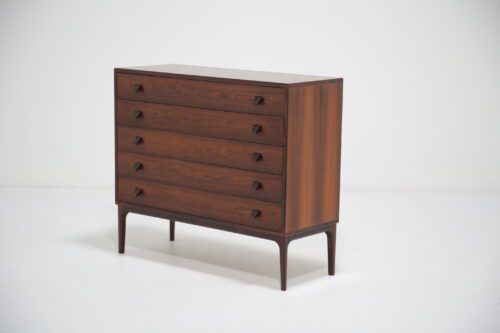 Vintage Danish Rosewood Chest of Five Drawers 1