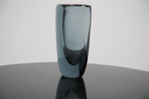 Vintage Smoked Blue Tint Glass Vase by Vicke Lindstrand for Kosta 1