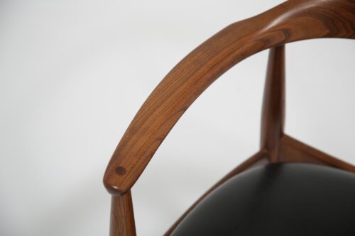 Vintage Danish Black Leather and Teak Desk Chair by Illum Wikkelso for N. Eilersen 1