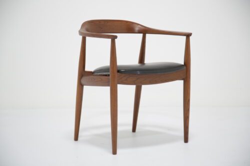 Vintage Danish Black Leather and Teak Desk Chair by Illum Wikkelso for N. Eilersen 1