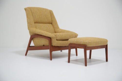 Vintage Swedish Super Comfortable Lounge Chair and Ottoman by Folke Ohlsson for Dux 1