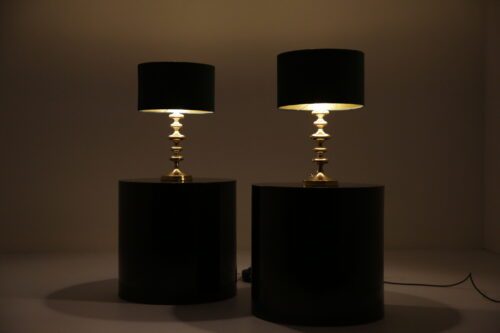 Vintage Pair of Swedish Brass Table Lamps 1