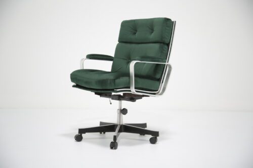 Vintage Swedish Green Velvet Swivel Office Chair by Karl Erik Ekselius for JOC Vetlanda 1