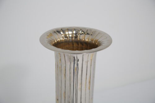 Vintage American Tall Ribbed Trumpet Flute Vase 1