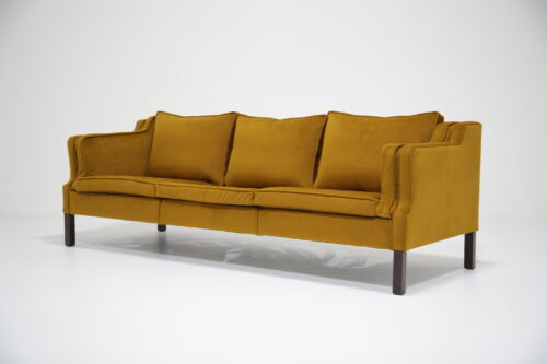 Vintage Danish Gold Velvet Three Seat Sofa 1