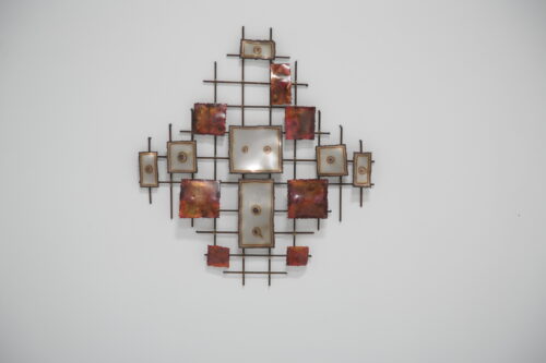 Vintage Brutalist Wall Sculpture in Torch-Cut Metal 1