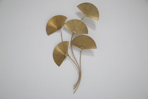 Vintage Large Brass Wall Sculpture Palm Leaves by Curtis Jere 1