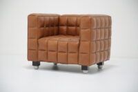 Modern Brown Leather Three Seat Sofa in the Style of Josef Hoffmann 1