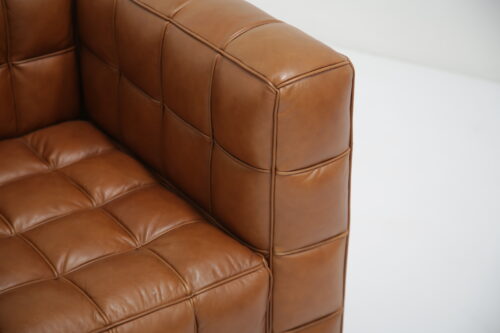 Modern Brown Leather Armchair in the Style of Josef Hoffmann 1