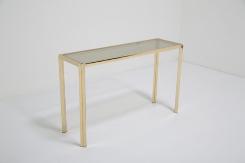Vintage Italian Brass and Smoked Glass Console Table 3