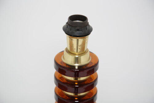 Vintage Swedish Amber Glass & Brass Table Lamp by MAE Lighting 1