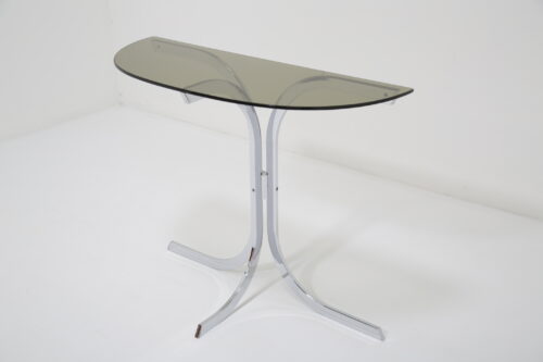 Mid-Century Chrome & Smoked Glass Console Table 1