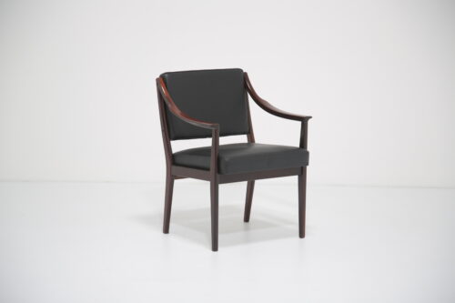 Vintage Rosewood and Black Leather Armchair by Karl Erik Ekselius for JOC Vetlanda 1