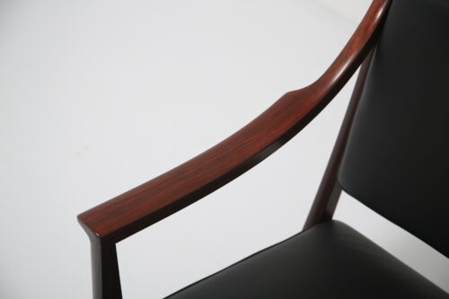 Vintage Rosewood and Black Leather Armchair by Karl Erik Ekselius for JOC Vetlanda 1