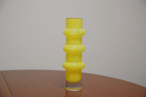 Vintage Yellow Ribbed "Bamboo" Glass Vase by Bo Borgstrom for Aseda Glasbruk 1