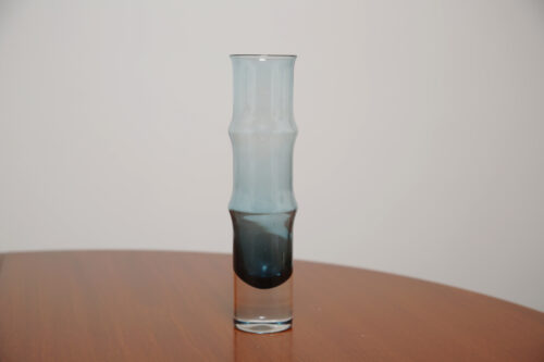 Vintage Two Toned Blue "Bamboo" Vase by Bo Borgstrom for Aseda Glasbruk 1