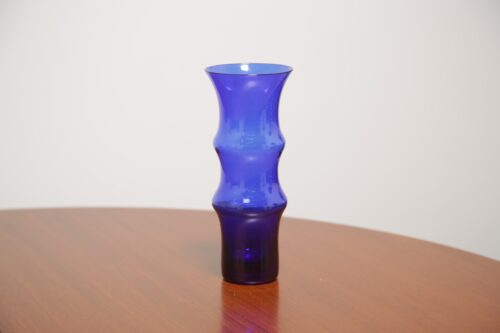 Vintage Cobalt Blue "Bamboo" Glass Vase by Bo Borgstrom for Aseda Glasbruk 1