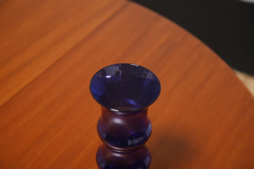 Vintage Cobalt Blue "Bamboo" Glass Vase by Bo Borgstrom for Aseda Glasbruk 1