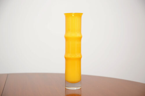 Vintage Swedish Yellow "Bamboo" Glass Vase by Bo Borgstrom for Aseda Glasbruk 1