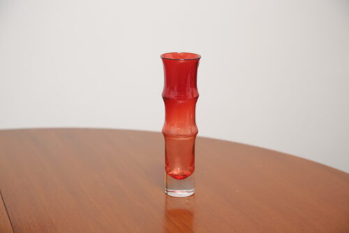 Vintage Red “Bamboo” Glass Vase by Bo Borgstrom for Aseda Glasbruk 1