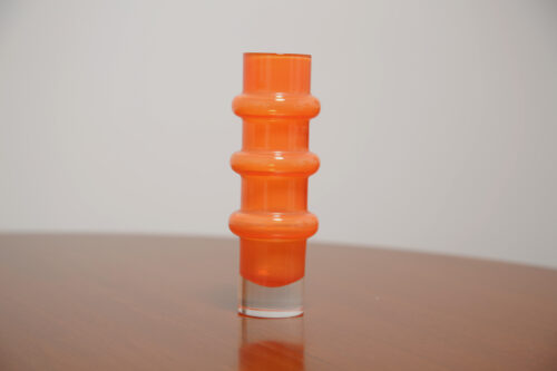 Vintage Swedish Orange "Bamboo" Glass Vase by Bo Borgstrom for Aseda Glasbruk 1