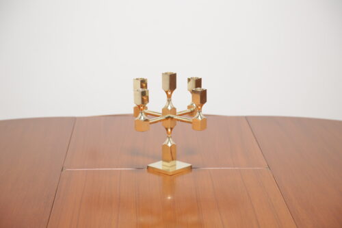 Vintage Brutalist Solid Brass 5-Arm Candelabra 2