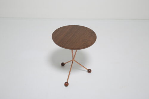 Vintage Tripod Side Teak and Copper Table by Albert Larsson for Alberts Tibro 1